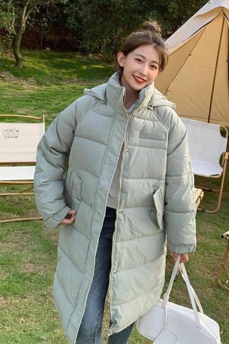 Winter Parka Long Coat Women Korean Fashion Thick Warm Down Cotton Coat Y2k Hooded Parka Puffer Windproof Snow Overcoat
