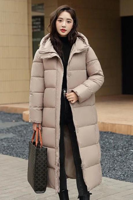 Jacket Women Winter Cotton Female Winter Korean Padded Thicken Loose Warm Hooded Zipper Long Outwear Coat Female Parkas
