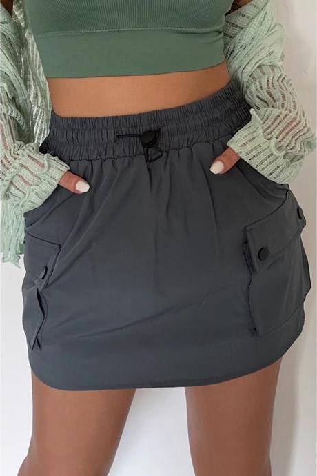 Women's Drawstring Elastic Waist Shorts Skirt