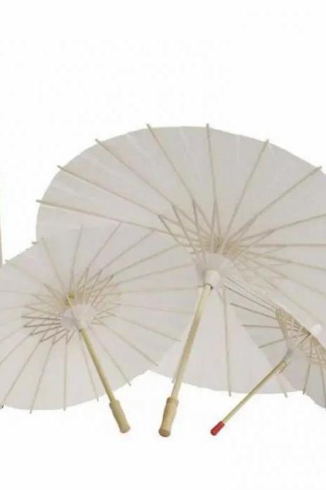 1pc, Vintage White Paper Umbrella For Women - Perfect For Weddings, Parties, And Photography - Diy Painting Supplies And Party Decor