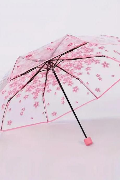 Transparent Cherry Blossom Umbrella - Pink