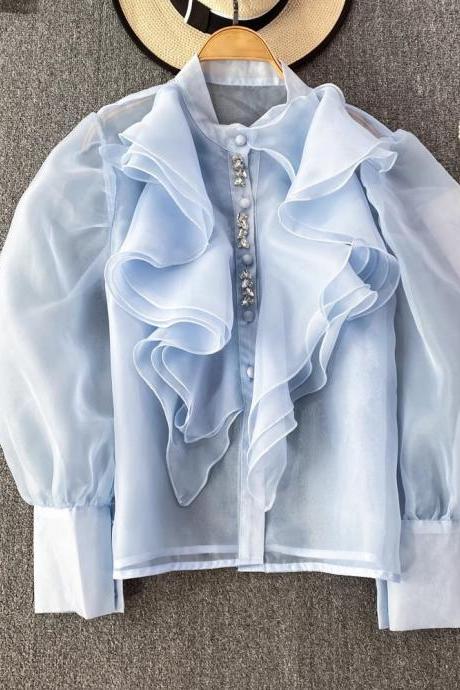 Ruffle Button Long Sleeve main image 1