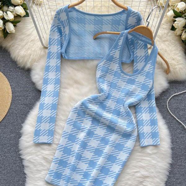 Girls Contrast Stitched Panel Detail Knit Short Set