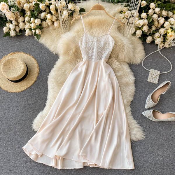 White V-Neck Lace Embroidery Party Dress
