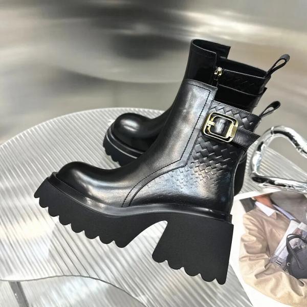 New Winter Women Ankle Boots Fashion Zippers Ladies Casual Short Boots Platform Square High Beel Pumps Shoes