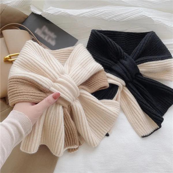 Korean Style Warm Winter Knitted Scarf for Women Fashion Thick Woolen Yarn Neckerchief Muffler Lady Shawl Neck Wraps 